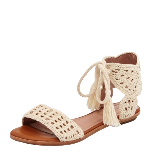 JOIE Jolee Croquet Flat Sandals Tassel Boho Size 39.5 - Picture 5 of 10